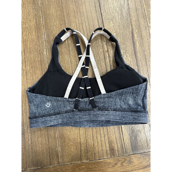 Lululemon Sports Bra Women's Size 8 Double Criss Cross Back Heathered Gray - Picture 2 of 5